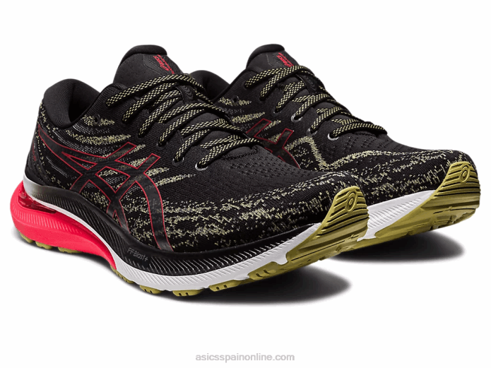 gel-kayano 29 ancho Asics 4L68429 negro/rojo eléctrico