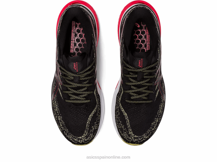 gel-kayano 29 ancho Asics 4L68429 negro/rojo eléctrico
