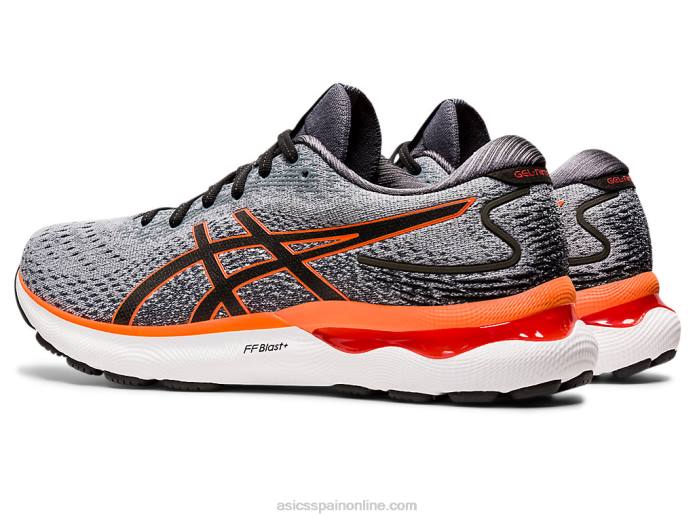 gel-nimbus 24 de ancho Asics 4L681469 hoja de roca/naranja impactante