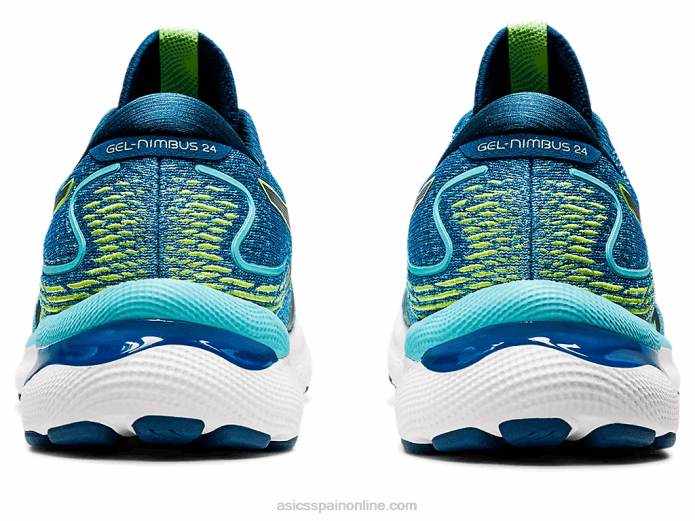 gel-nimbus 24 extra ancho Asics 4L681521 unidad de lago/peligro verde