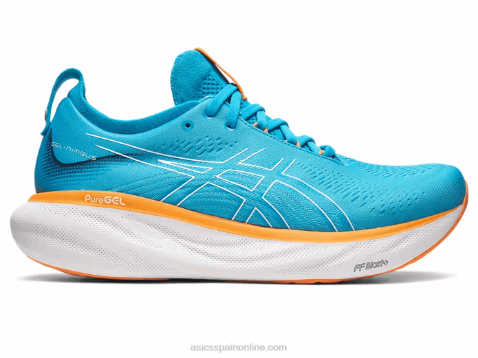 gel-nimbus 25 extra ancho Asics 4L68191 azul isla/melocotón sol
