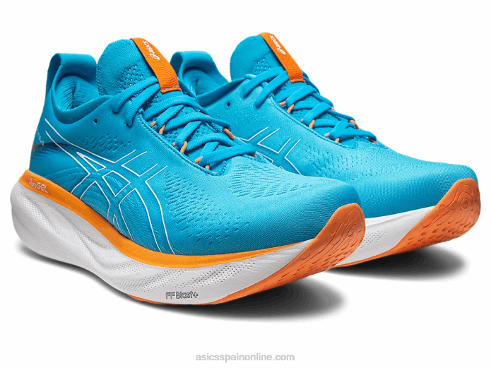 gel-nimbus 25 extra ancho Asics 4L68191 azul isla/melocotón sol