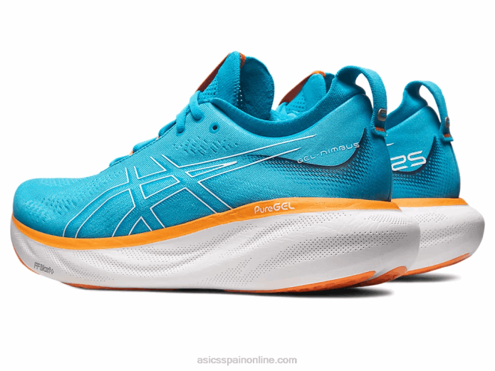 gel-nimbus 25 extra ancho Asics 4L68191 azul isla/melocotón sol