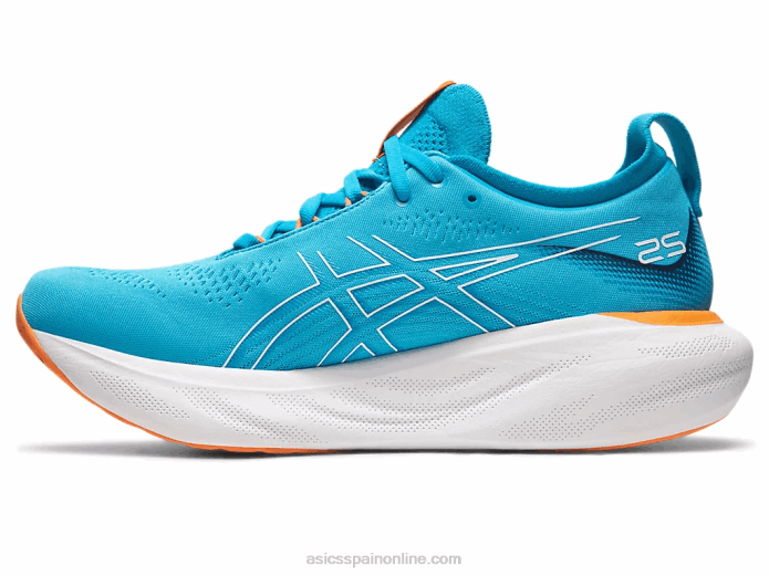 gel-nimbus 25 extra ancho Asics 4L68191 azul isla/melocotón sol