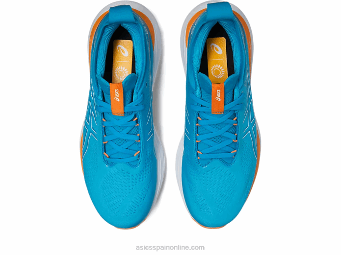 gel-nimbus 25 extra ancho Asics 4L68191 azul isla/melocotón sol