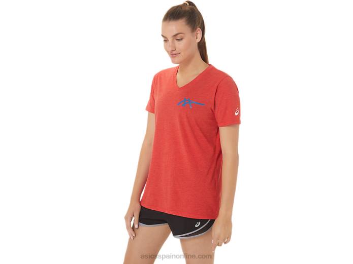 1977 heritage americana de mujer con cuello en v Asics 4L682821 brezo rojo clásico