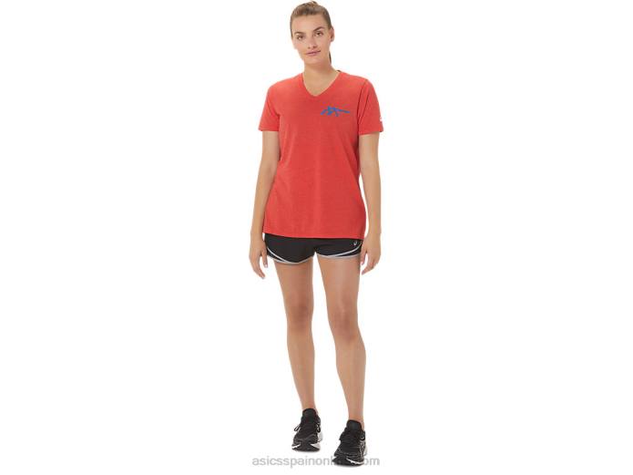 1977 heritage americana de mujer con cuello en v Asics 4L682821 brezo rojo clásico