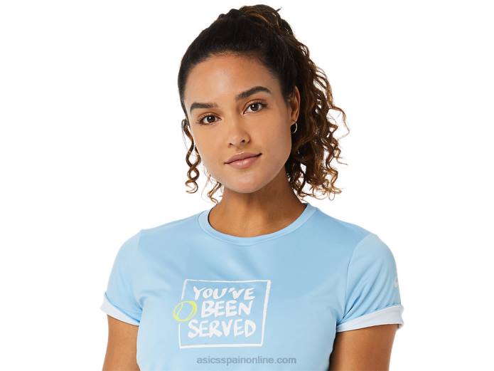 camiseta con gráfico de corte para mujer Asics 4L683491 cielo ártico