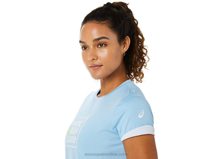 camiseta con gráfico de corte para mujer Asics 4L683491 cielo ártico