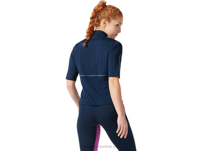 camiseta de manga corta de visibilidad para mujer Asics 4L684064 azul francés