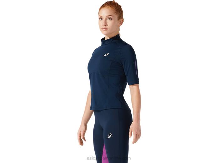 camiseta de manga corta de visibilidad para mujer Asics 4L684064 azul francés