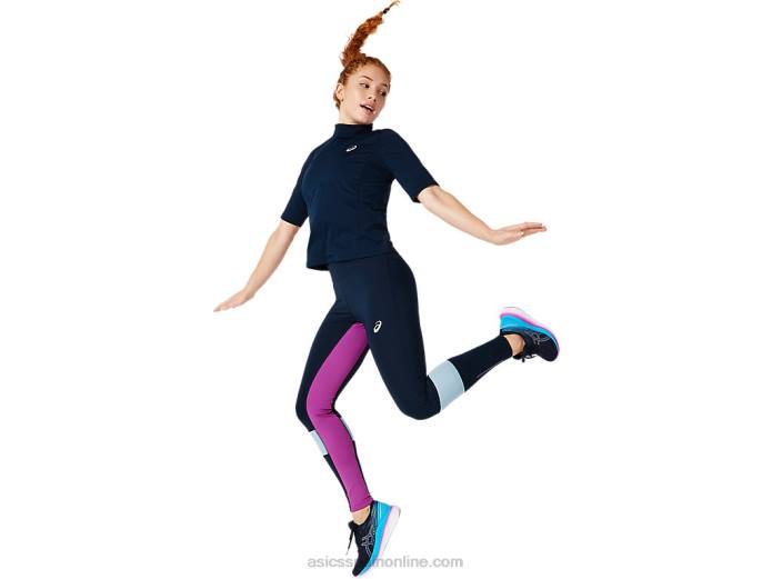 camiseta de manga corta de visibilidad para mujer Asics 4L684064 azul francés