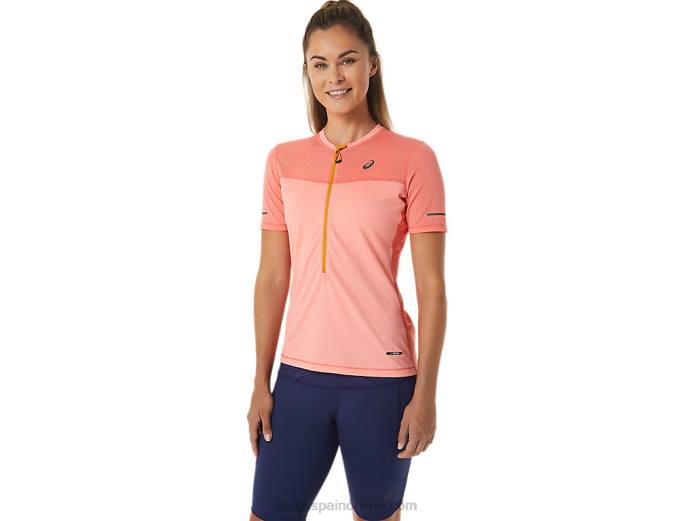 camiseta de manga corta fujitrail mujer Asics 4L682457 papaya/guayaba