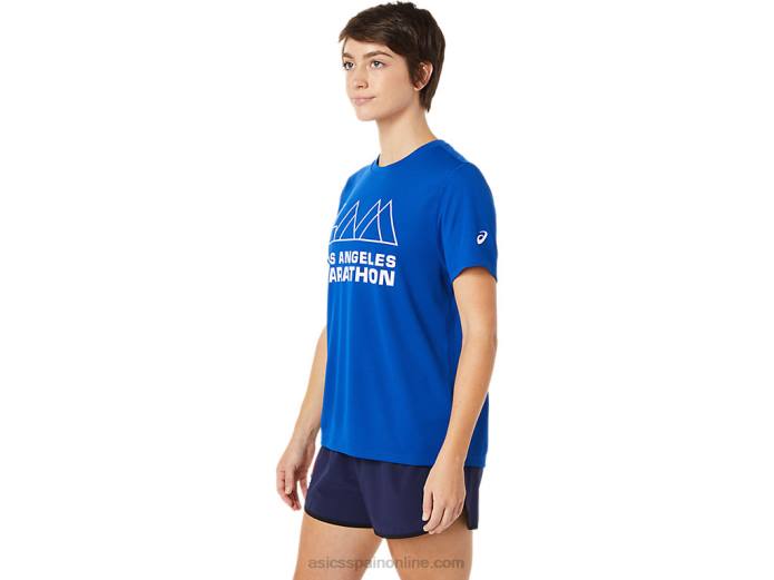 camiseta de manga corta lam ready-set ii para mujer 2 Asics 4L683629 azul