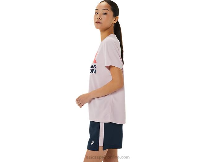 camiseta de manga corta lam ready-set ii para mujer Asics 4L683268 apenas rosa