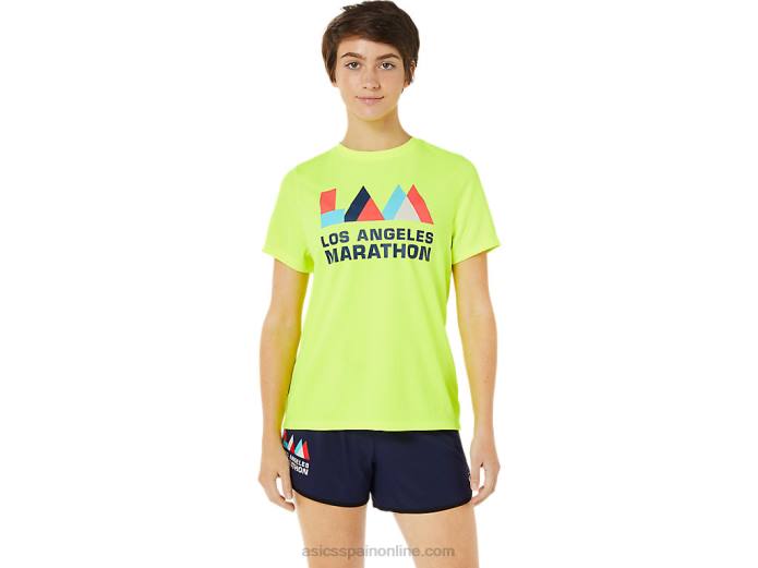 camiseta de manga corta lam ready-set ii para mujer Asics 4L683625 amarillo de seguridad