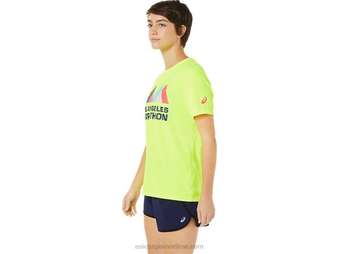 camiseta de manga corta lam ready-set ii para mujer Asics 4L683625 amarillo de seguridad