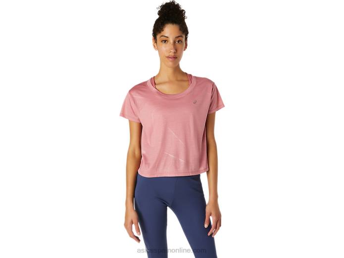 camiseta de manga corta nagare para mujer Asics 4L683696 rosa ahumado