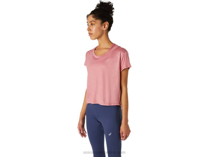 camiseta de manga corta nagare para mujer Asics 4L683696 rosa ahumado