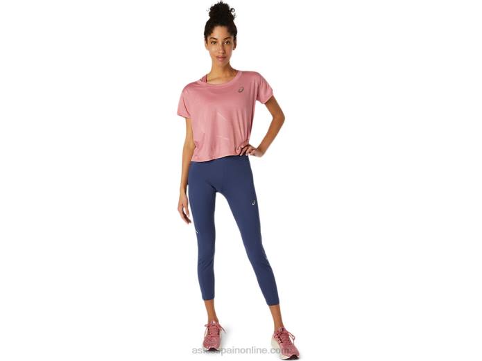 camiseta de manga corta nagare para mujer Asics 4L683696 rosa ahumado