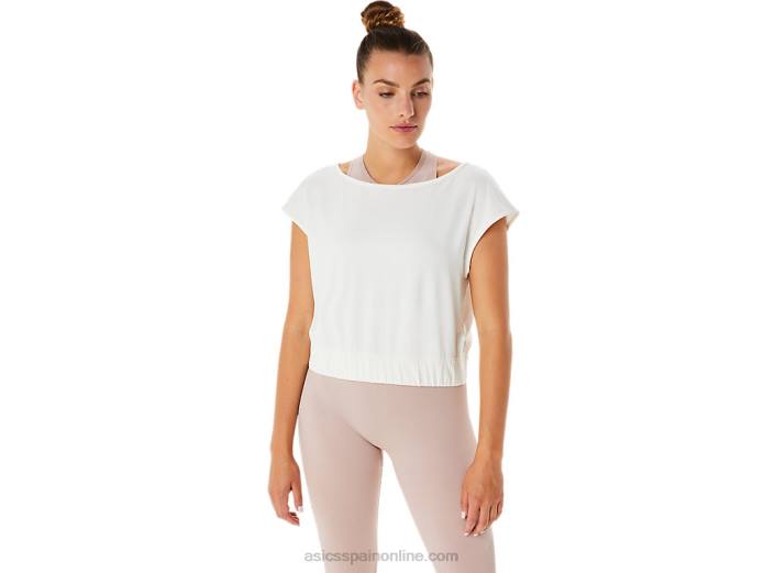 camiseta de manga corta nagino flex mujer Asics 4L682143 crema