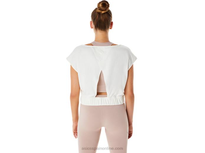 camiseta de manga corta nagino flex mujer Asics 4L682143 crema