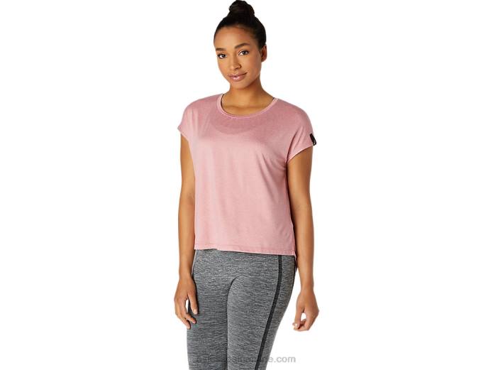 camiseta de manga corta para mujer Asics 4L683668 rosa ahumado