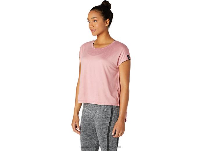 camiseta de manga corta para mujer Asics 4L683668 rosa ahumado