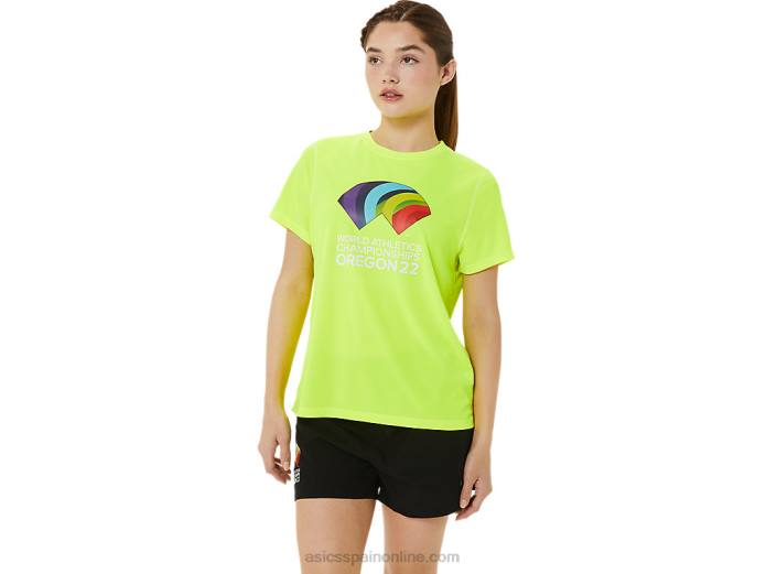 camiseta de manga corta ready-set ii para mujer Asics 4L683220 amarillo de seguridad