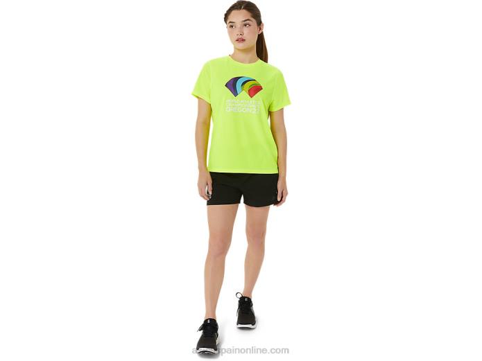 camiseta de manga corta ready-set ii para mujer Asics 4L683220 amarillo de seguridad