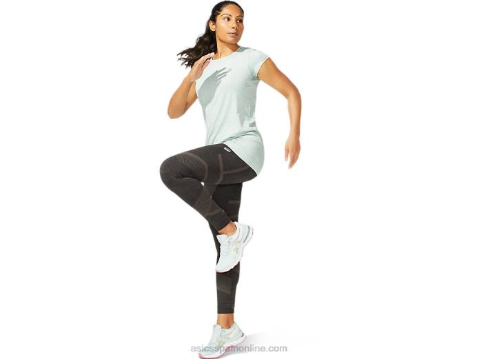 camiseta de manga corta sin costuras race para mujer Asics 4L683960 pizarra gris