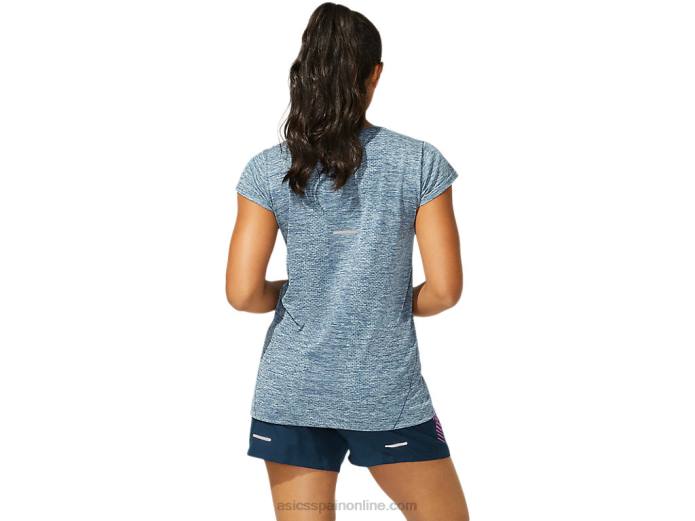 camiseta de manga corta sin costuras race para mujer Asics 4L684040 azul francés
