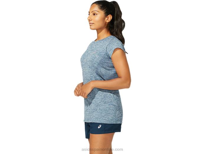 camiseta de manga corta sin costuras race para mujer Asics 4L684040 azul francés