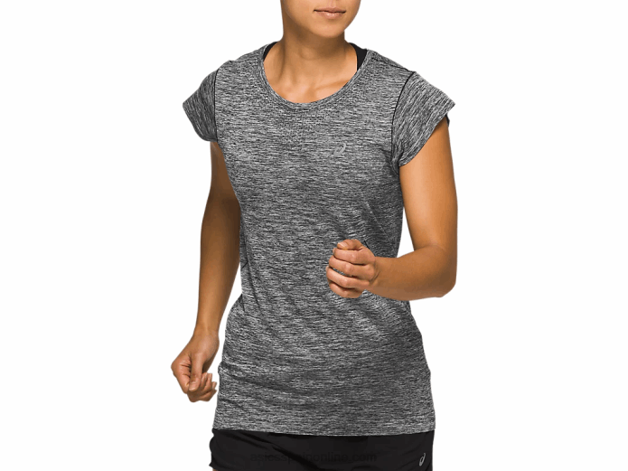 camiseta de manga corta sin costuras race para mujer Asics 4L684126 rendimiento negro