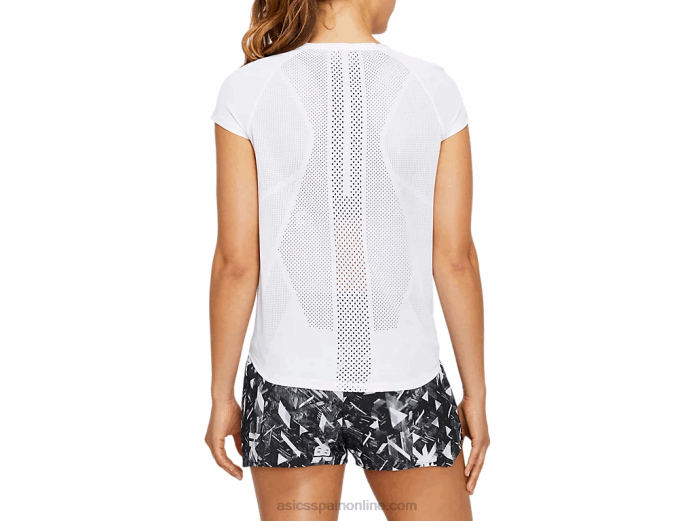camiseta de manga corta ventilada future tokyo para mujer Asics 4L684131 blanco brillante