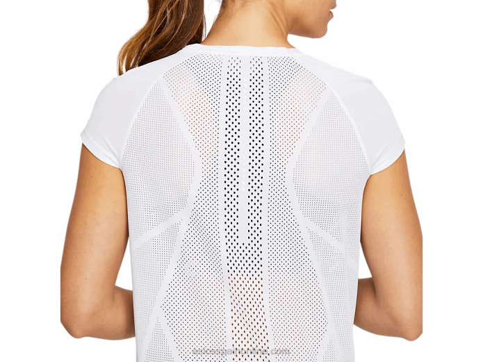 camiseta de manga corta ventilada future tokyo para mujer Asics 4L684131 blanco brillante