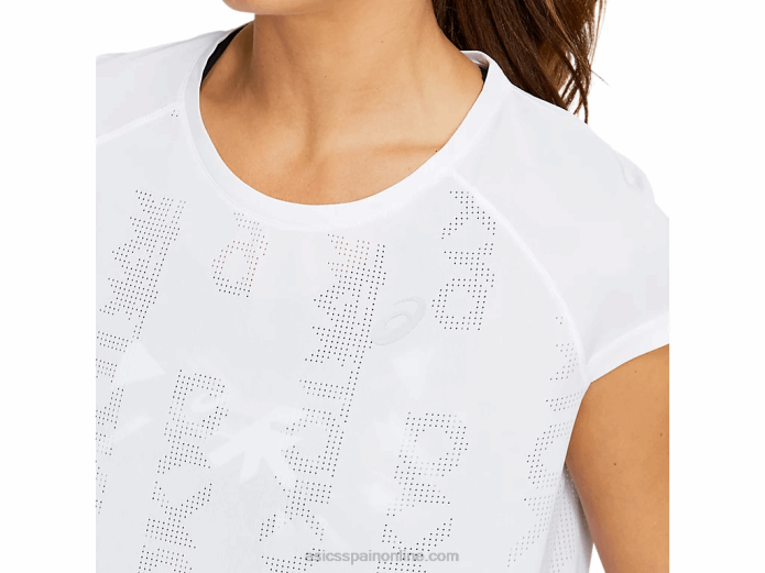 camiseta de manga corta ventilada future tokyo para mujer Asics 4L684131 blanco brillante