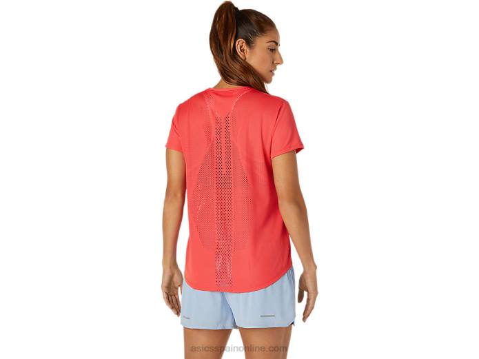 camiseta de manga corta ventilada para mujer Asics 4L683818 Toronja rosa