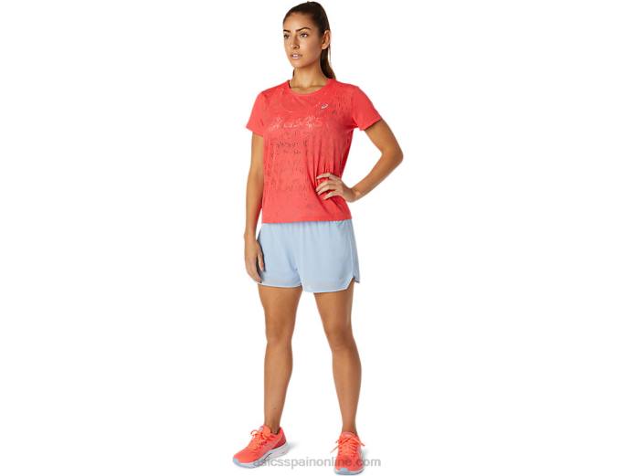camiseta de manga corta ventilada para mujer Asics 4L683818 Toronja rosa