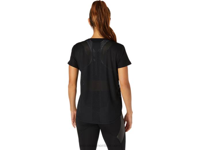 camiseta de manga corta ventilada para mujer Asics 4L683819 rendimiento negro