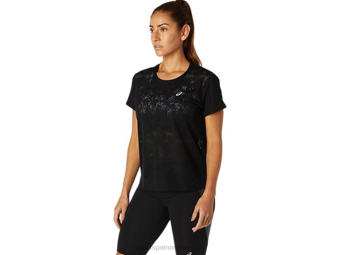 camiseta de manga corta ventilada para mujer Asics 4L683819 rendimiento negro
