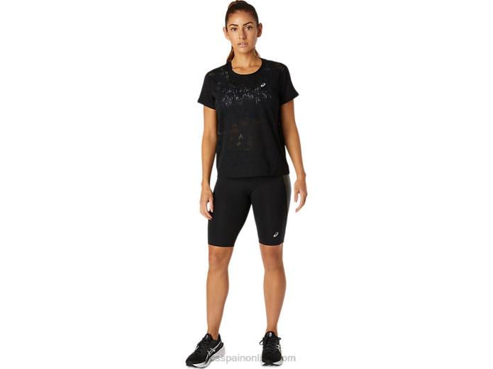 camiseta de manga corta ventilada para mujer Asics 4L683819 rendimiento negro