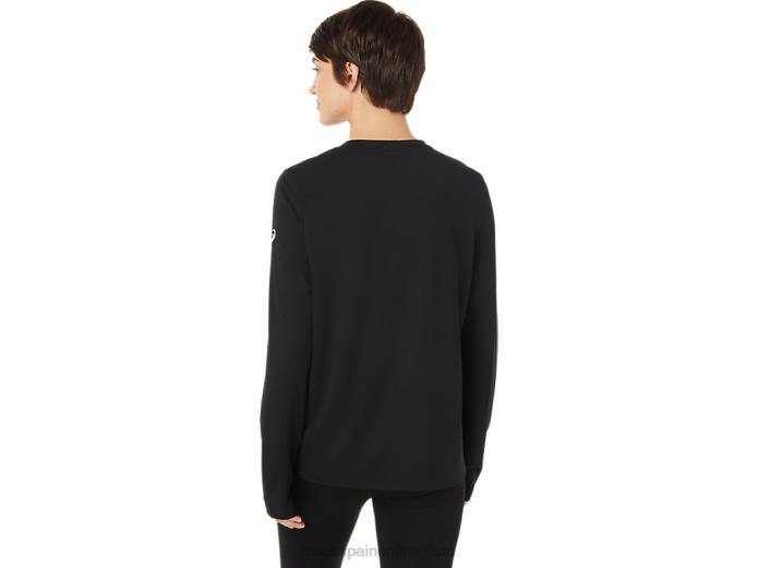 camiseta de manga larga lam ready-set ii para mujer Asics 4L683643 rendimiento negro