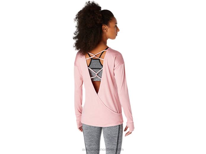 camiseta de manga larga para mujer Asics 4L683671 rosa ahumado