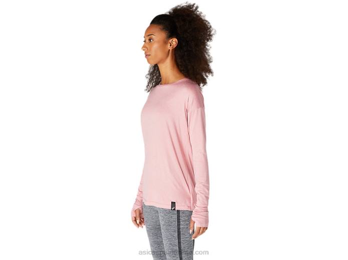 camiseta de manga larga para mujer Asics 4L683671 rosa ahumado