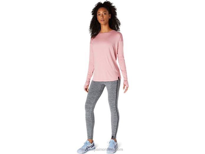 camiseta de manga larga para mujer Asics 4L683671 rosa ahumado
