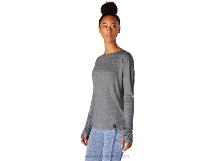 camiseta de manga larga para mujer Asics 4L683674 rendimiento negro