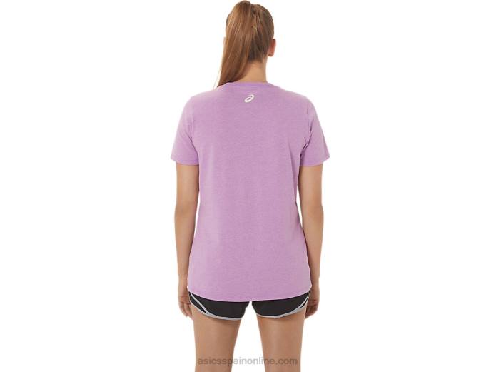 camiseta de mujer con cuello de pico y eslogan de girasoles Asics 4L682778 brezo orquídea
