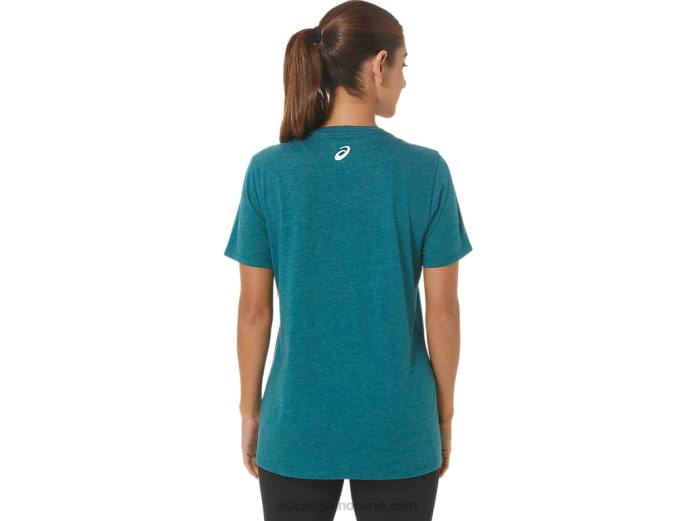 camiseta de mujer con cuello de pico y eslogan de girasoles Asics 4L682812 brezo de pino de terciopelo