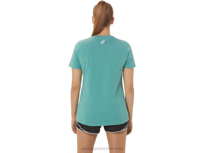 camiseta de mujer con cuello de pico y eslogan de girasoles Asics 4L682814 brezo sabio